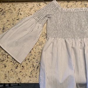 Loft off the shoulder pin striped blouse